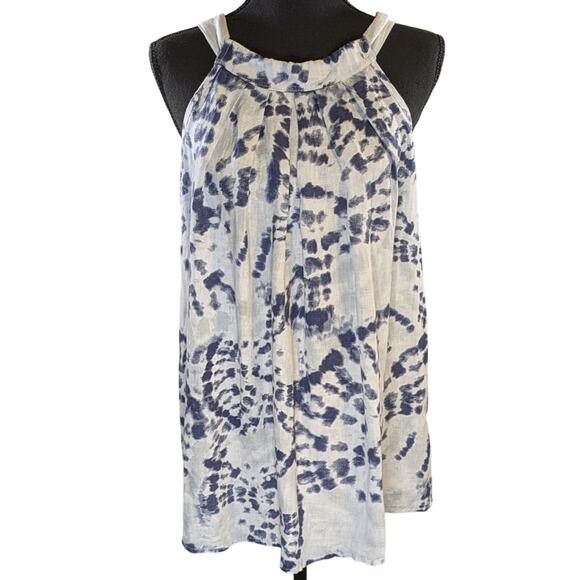 Bellambra Made In Italy 100% Linen Halter Top Blouse Bow Back Tie Dye Tank Top L - Picture 1 of 12